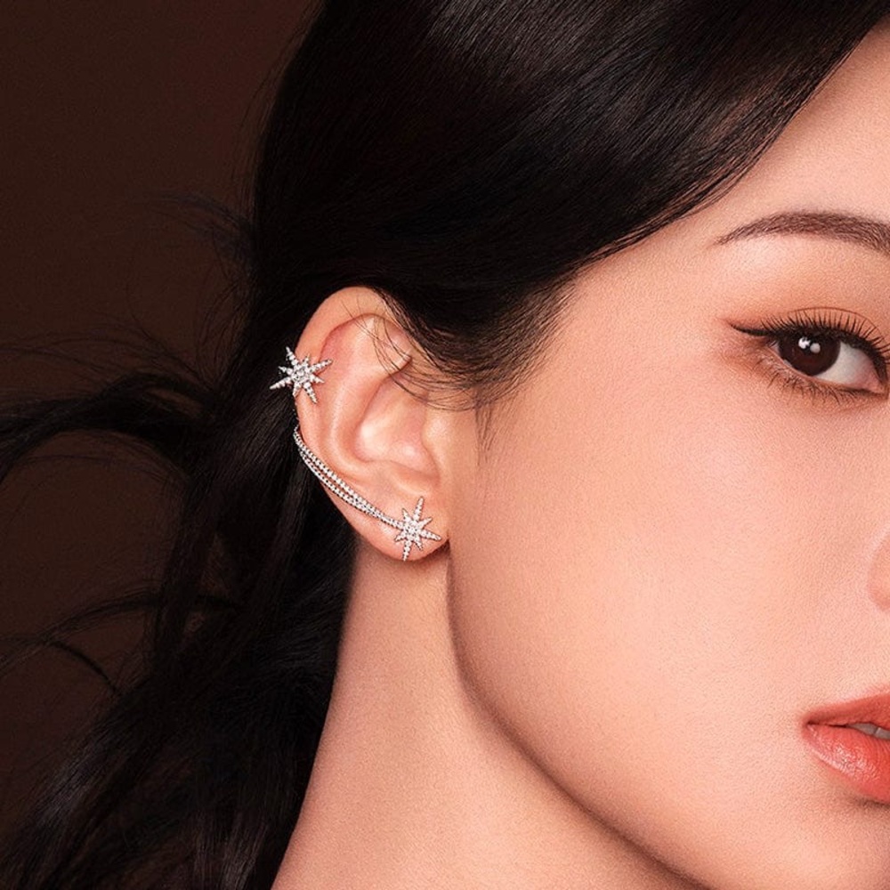 APM ASYMMETRIC DOUBLE MÉTÉORITES EAR CUFF